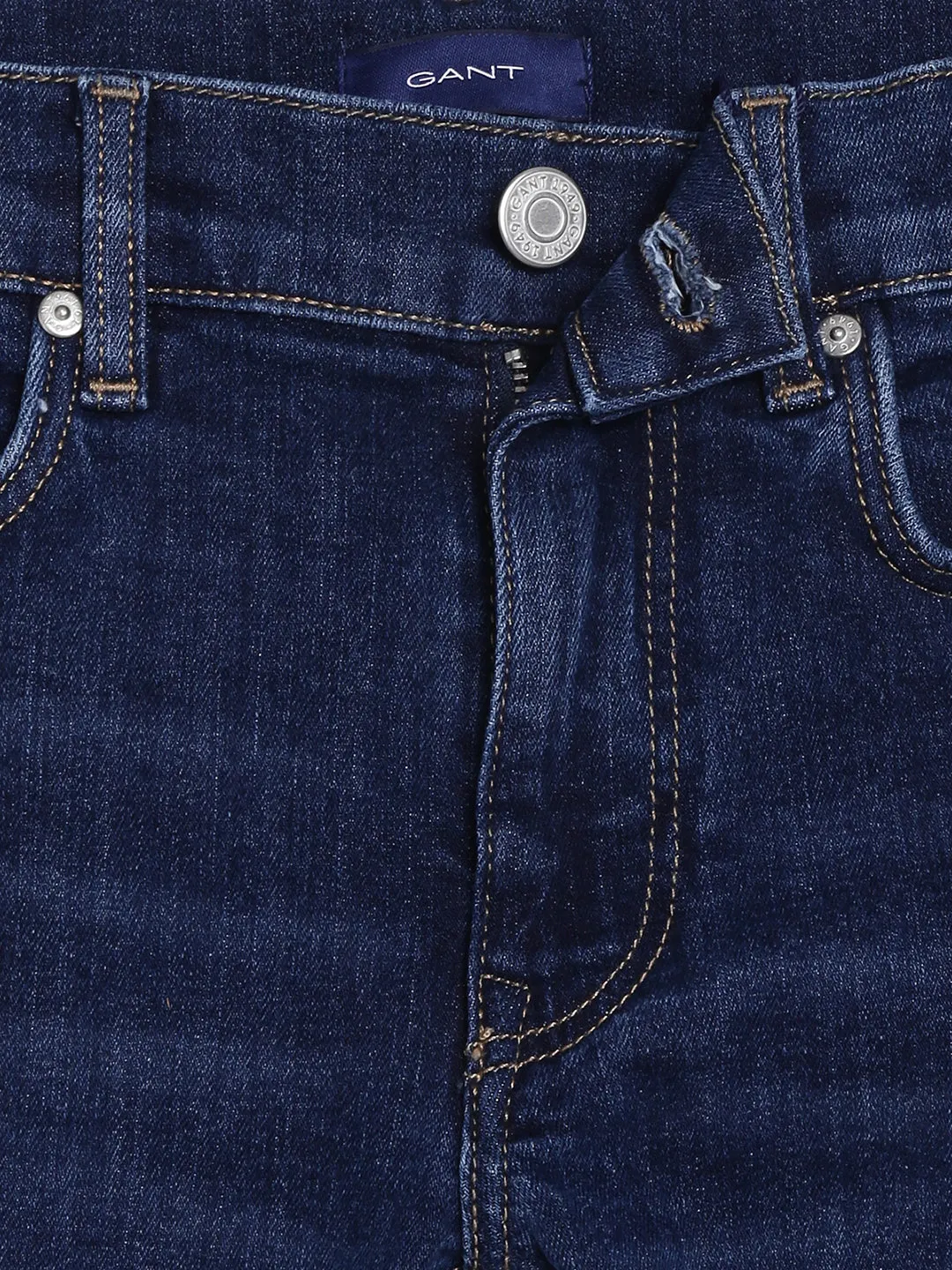 Gant Boys Navy Blue Slim Fit Light Fade Cotton Jeans