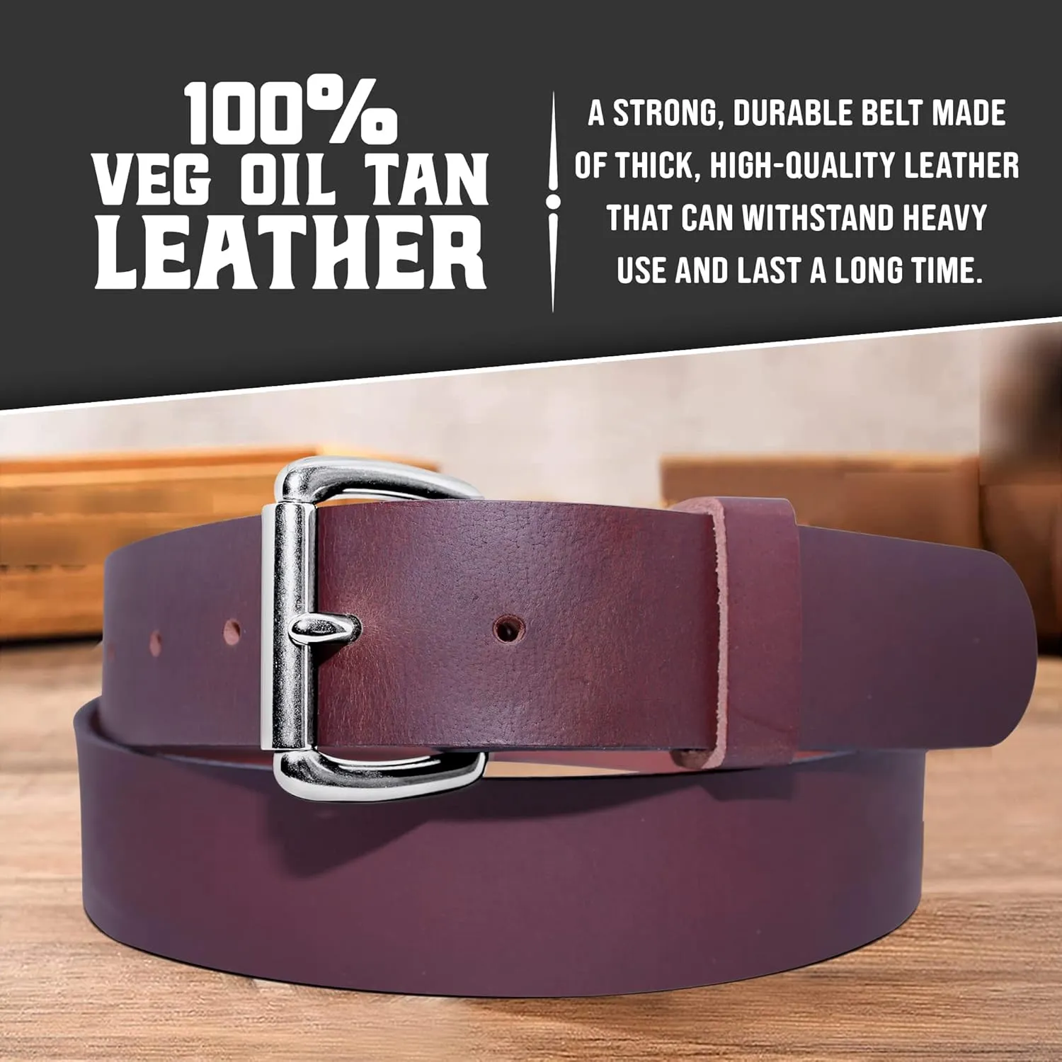 Genuine Veg Oil Tan Full Grain Leather-Mens Belts Leather Handmade By Amish-Heavy Duty Mens Belt 1.5 Wide 9/14 Oz-Made In USA