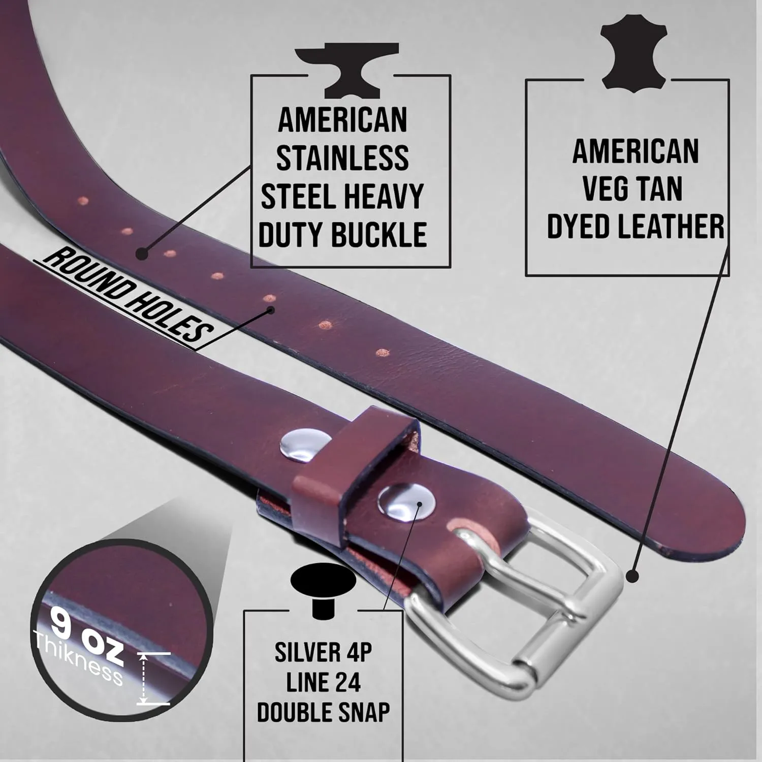 Genuine Veg Oil Tan Full Grain Leather-Mens Belts Leather Handmade By Amish-Heavy Duty Mens Belt 1.5 Wide 9/14 Oz-Made In USA