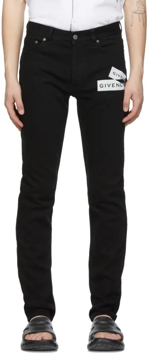 Givenchy Black Webbing Print Slim Fit Jeans