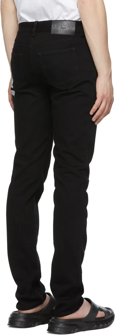 Givenchy Black Webbing Print Slim Fit Jeans