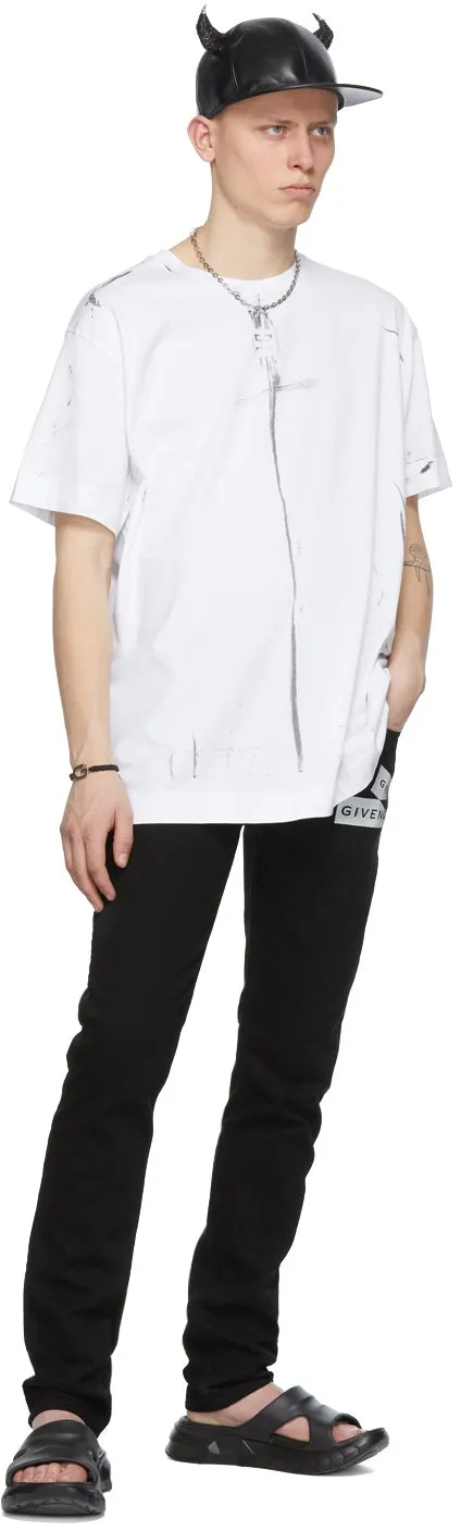Givenchy Black Webbing Print Slim Fit Jeans
