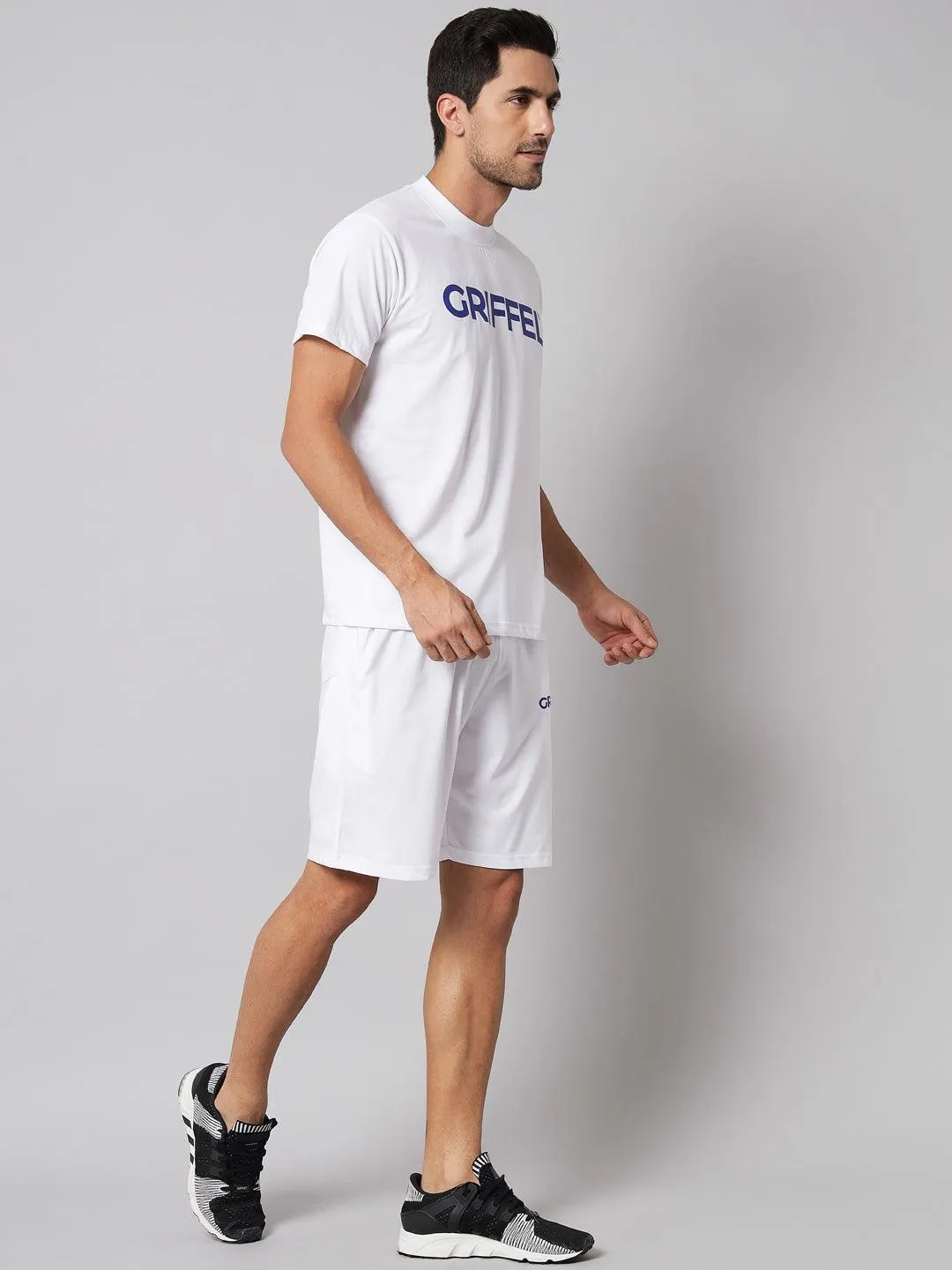 GRIFFEL Men Printed Navy Regular fit T-shirt and Short Set