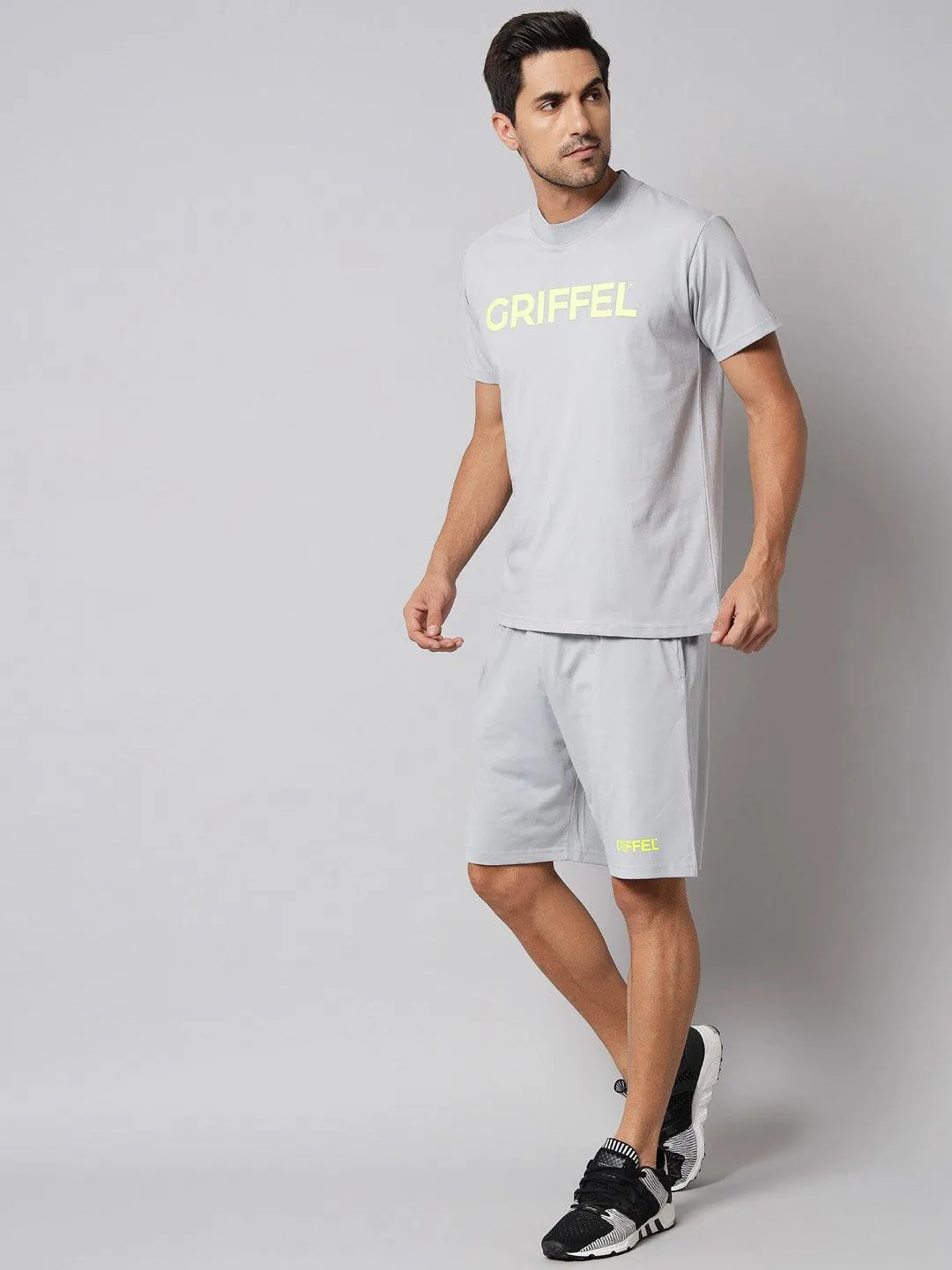 GRIFFEL Men Printed Navy Regular fit T-shirt and Short Set