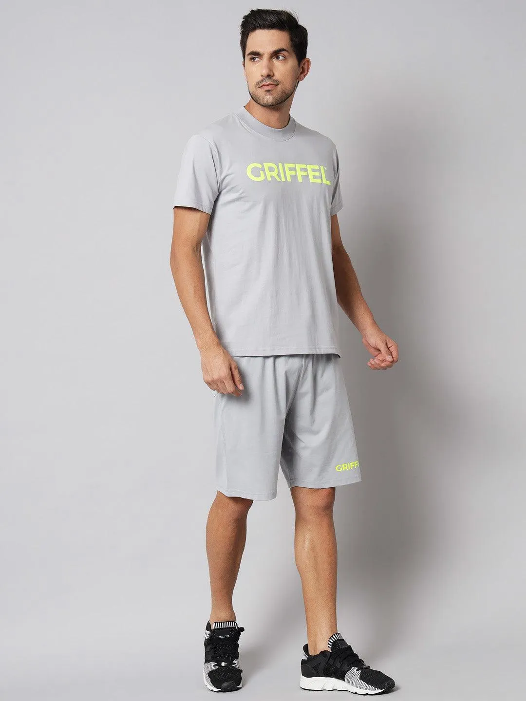 GRIFFEL Men Printed Navy Regular fit T-shirt and Short Set