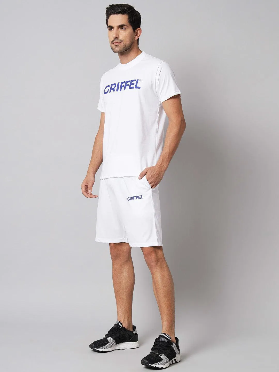 GRIFFEL Men Printed Navy Regular fit T-shirt and Short Set