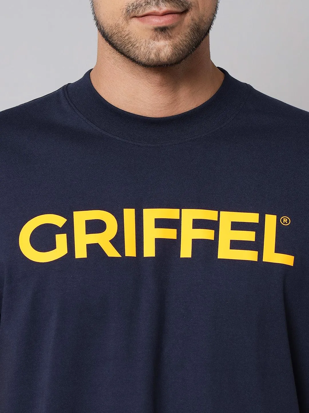 GRIFFEL Men Printed Navy Regular fit T-shirt and Short Set