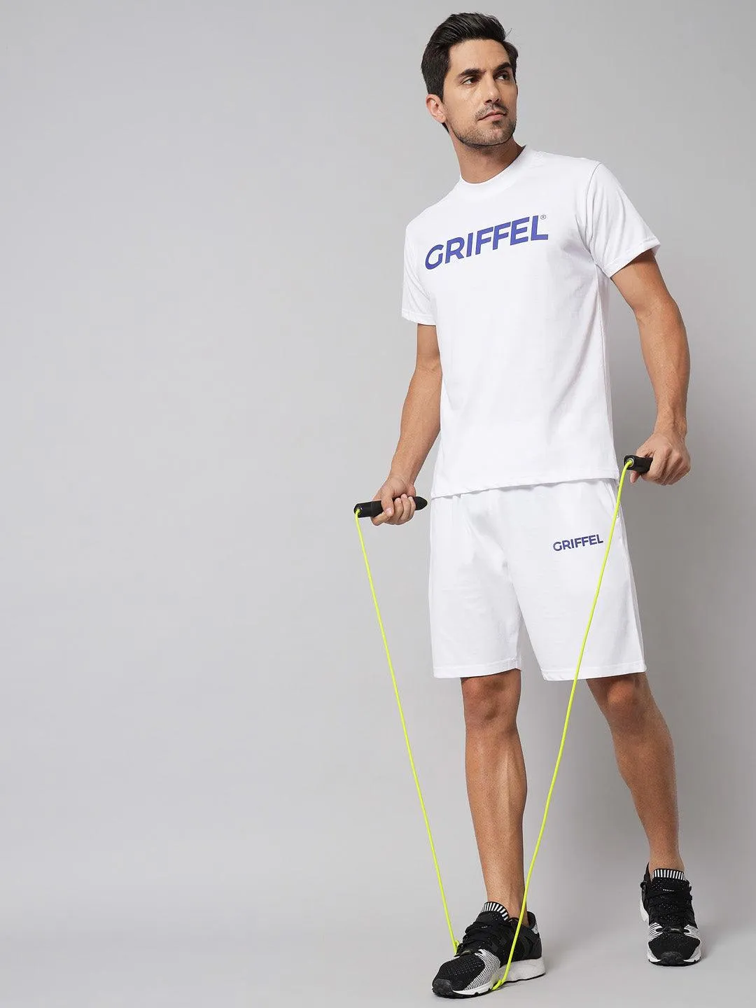 GRIFFEL Men Printed Navy Regular fit T-shirt and Short Set