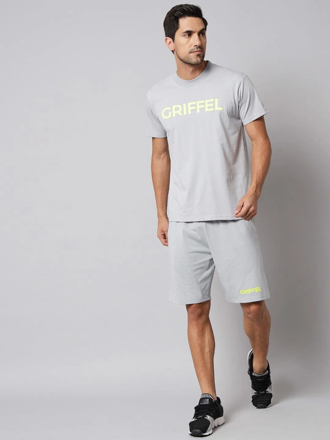 GRIFFEL Men Printed Navy Regular fit T-shirt and Short Set