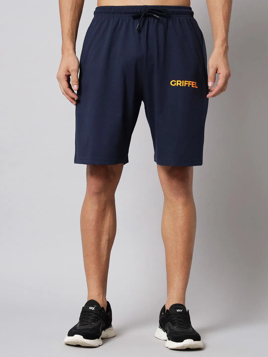 GRIFFEL Men Printed Navy Regular fit T-shirt and Short Set