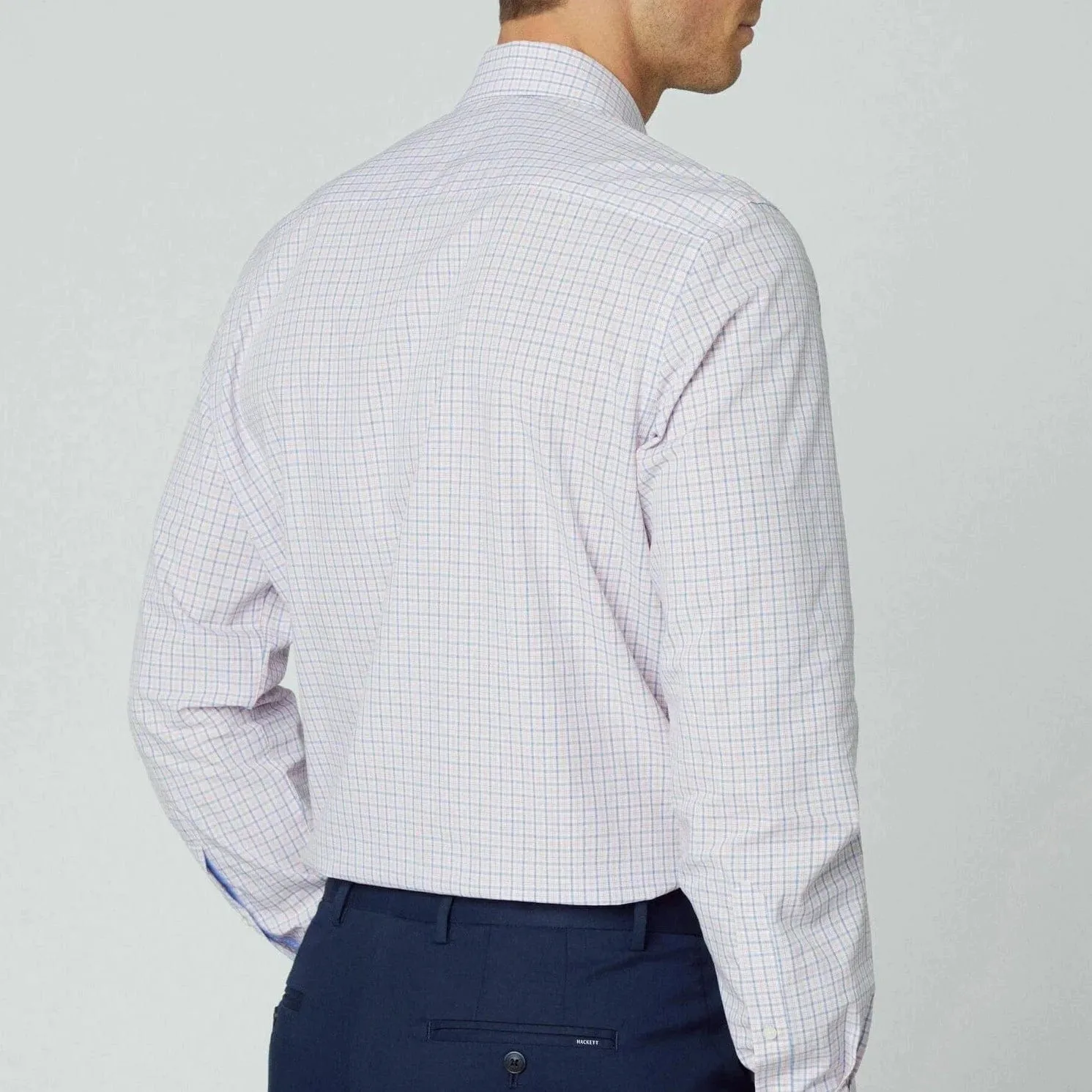 Hackett Melange City Check Shirt in Pink/Blue