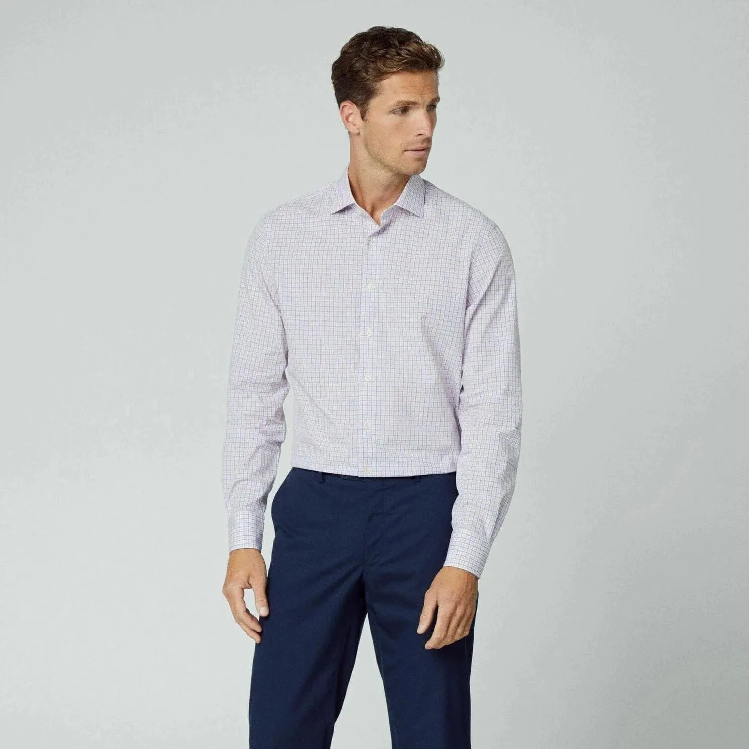 Hackett Melange City Check Shirt in Pink/Blue