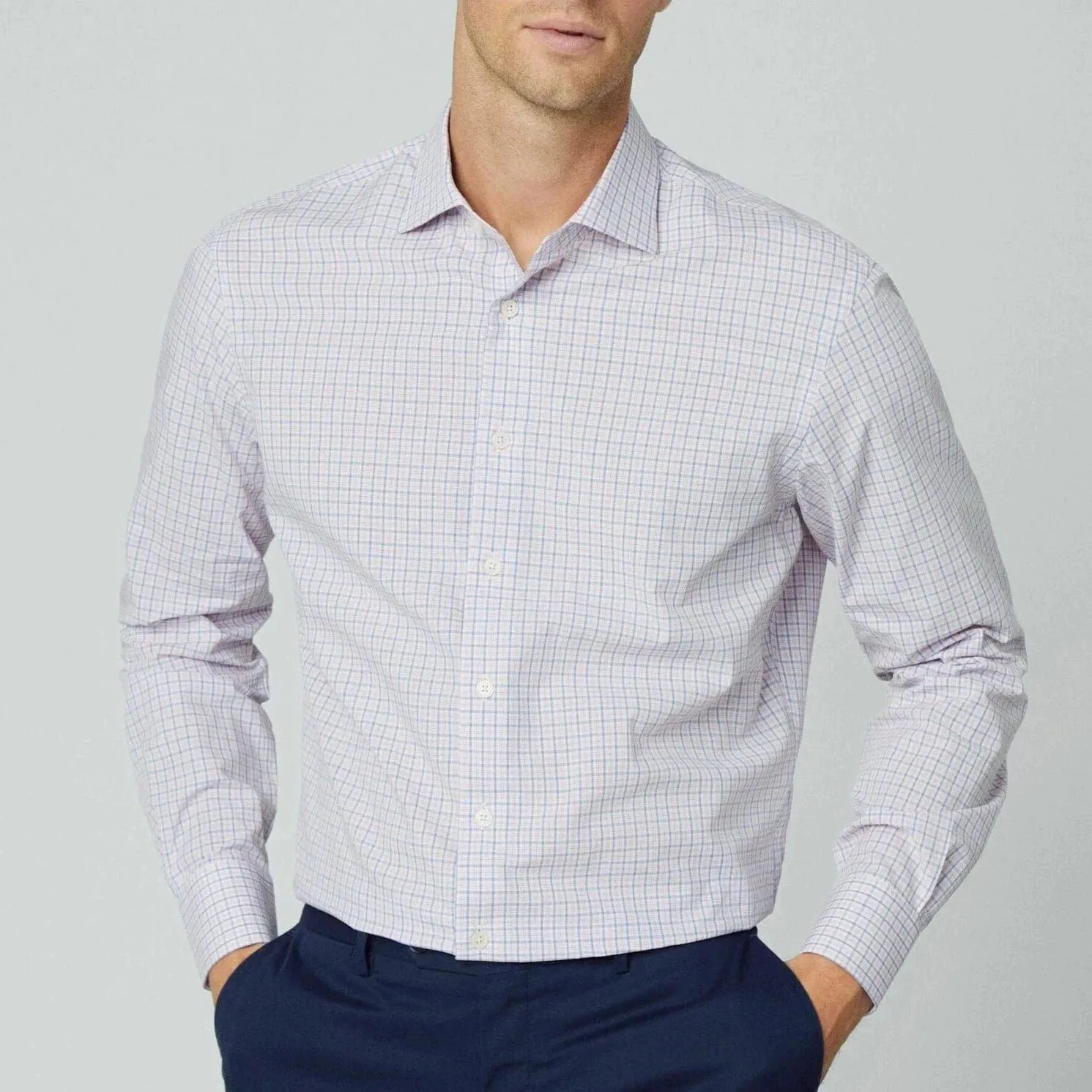 Hackett Melange City Check Shirt in Pink/Blue