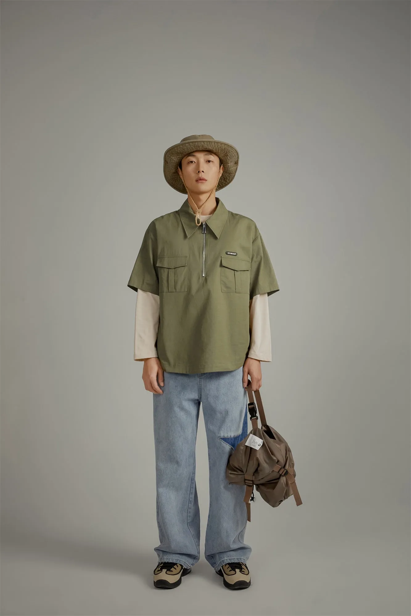 Half-Zip Loose-Fit Anorak Shirt