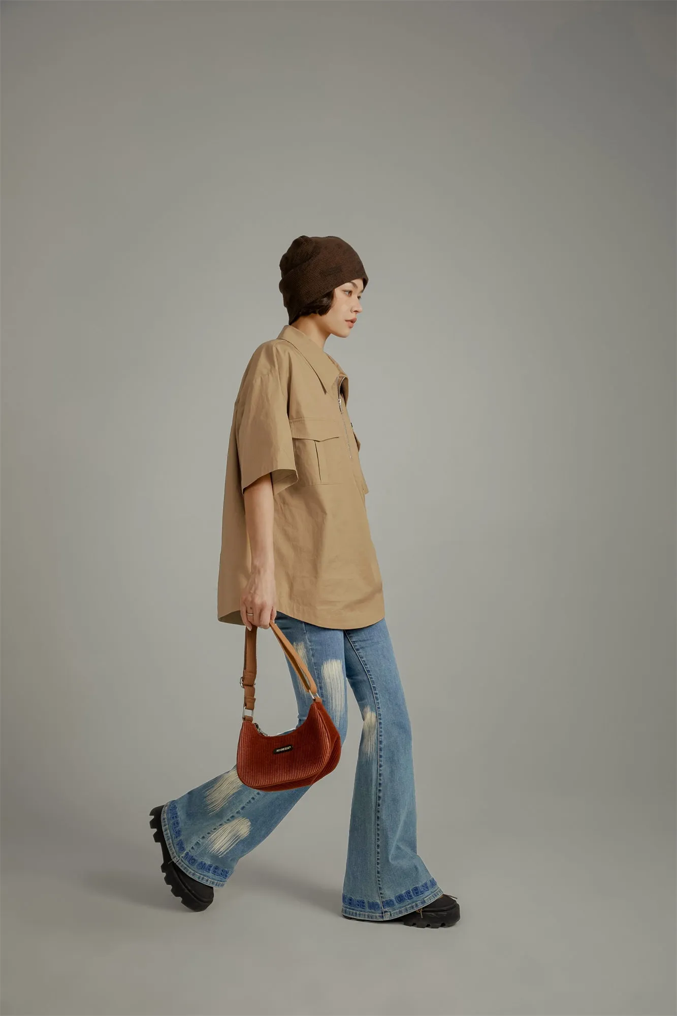 Half-Zip Loose-Fit Anorak Shirt