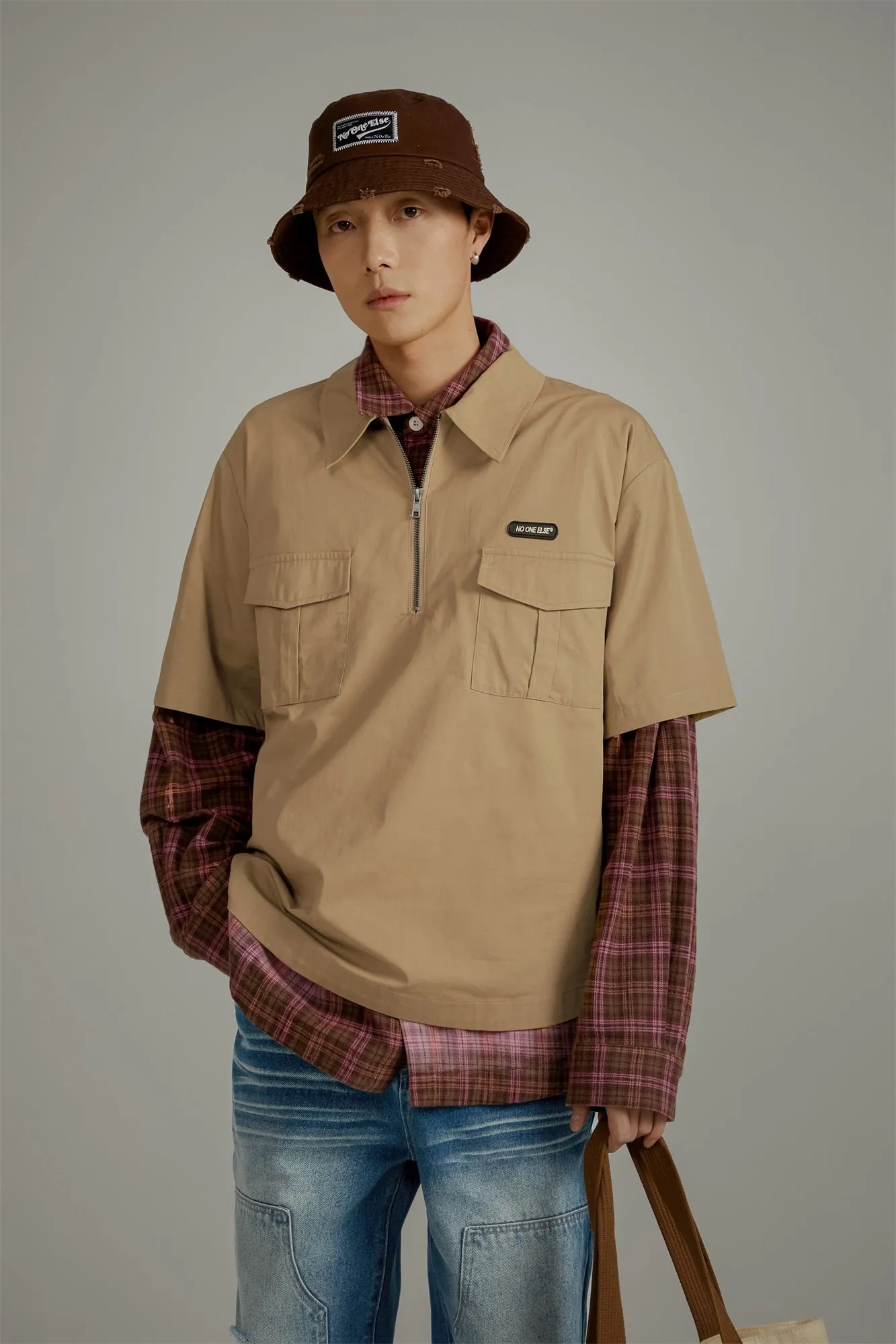 Half-Zip Loose-Fit Anorak Shirt