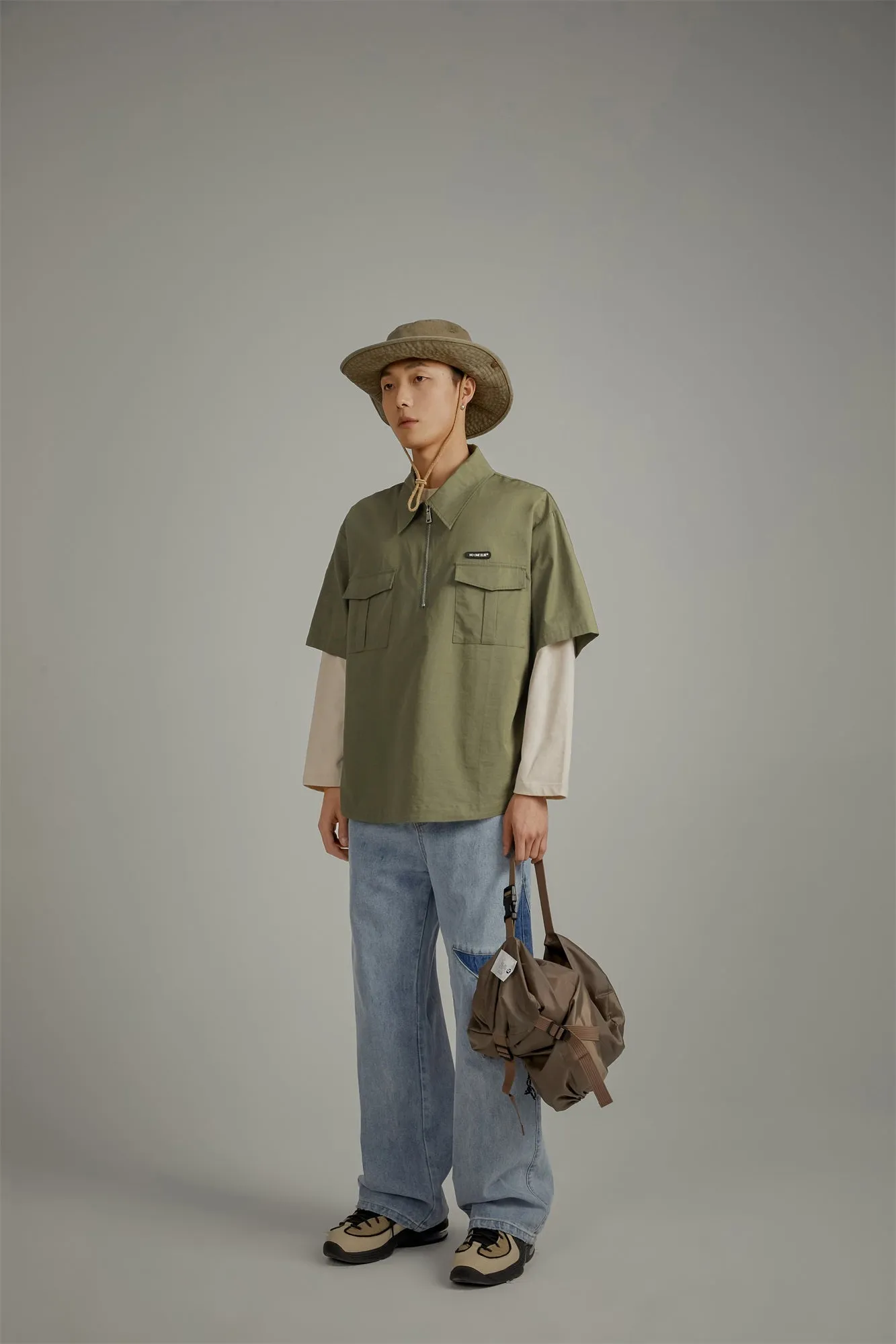 Half-Zip Loose-Fit Anorak Shirt