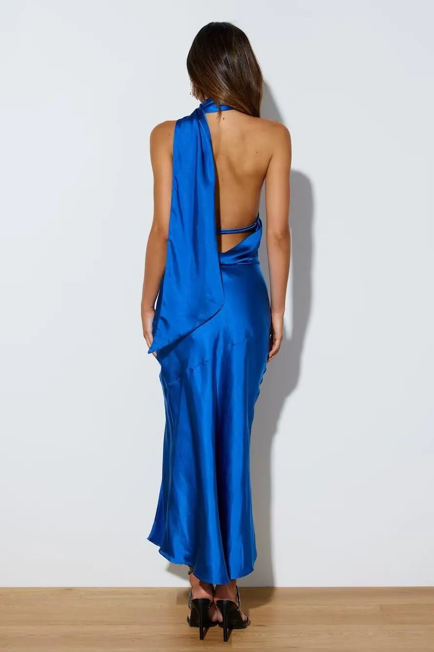 Halter Satin Formal Evening Dresses with Slit Bodycon Formal Maxi Dress TM66