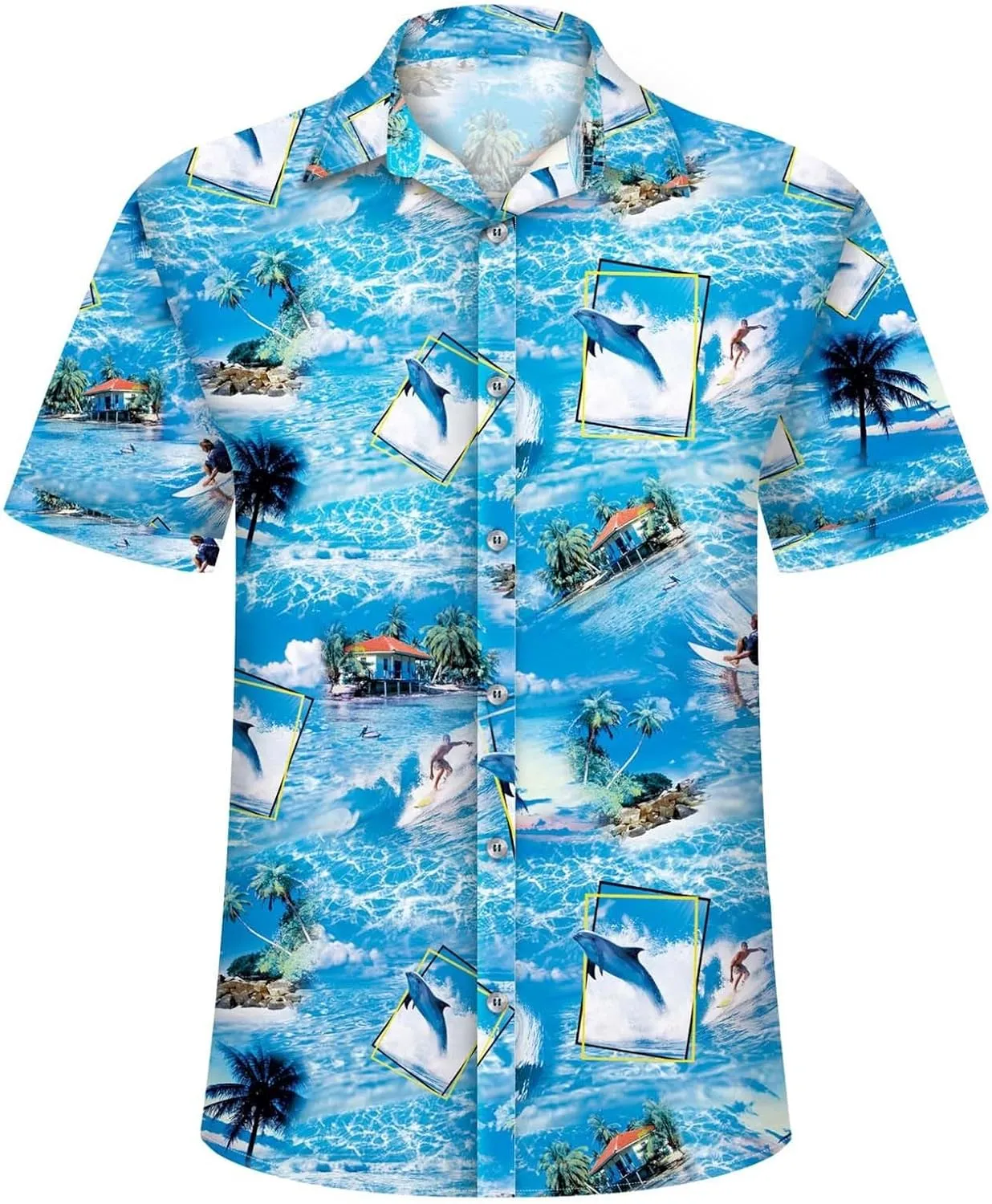 Hawaiian Shirt for Men Button Down Short Sleeve Summer Shirt Loose Fit Floral Printed Beach Travel Hiking Shirts