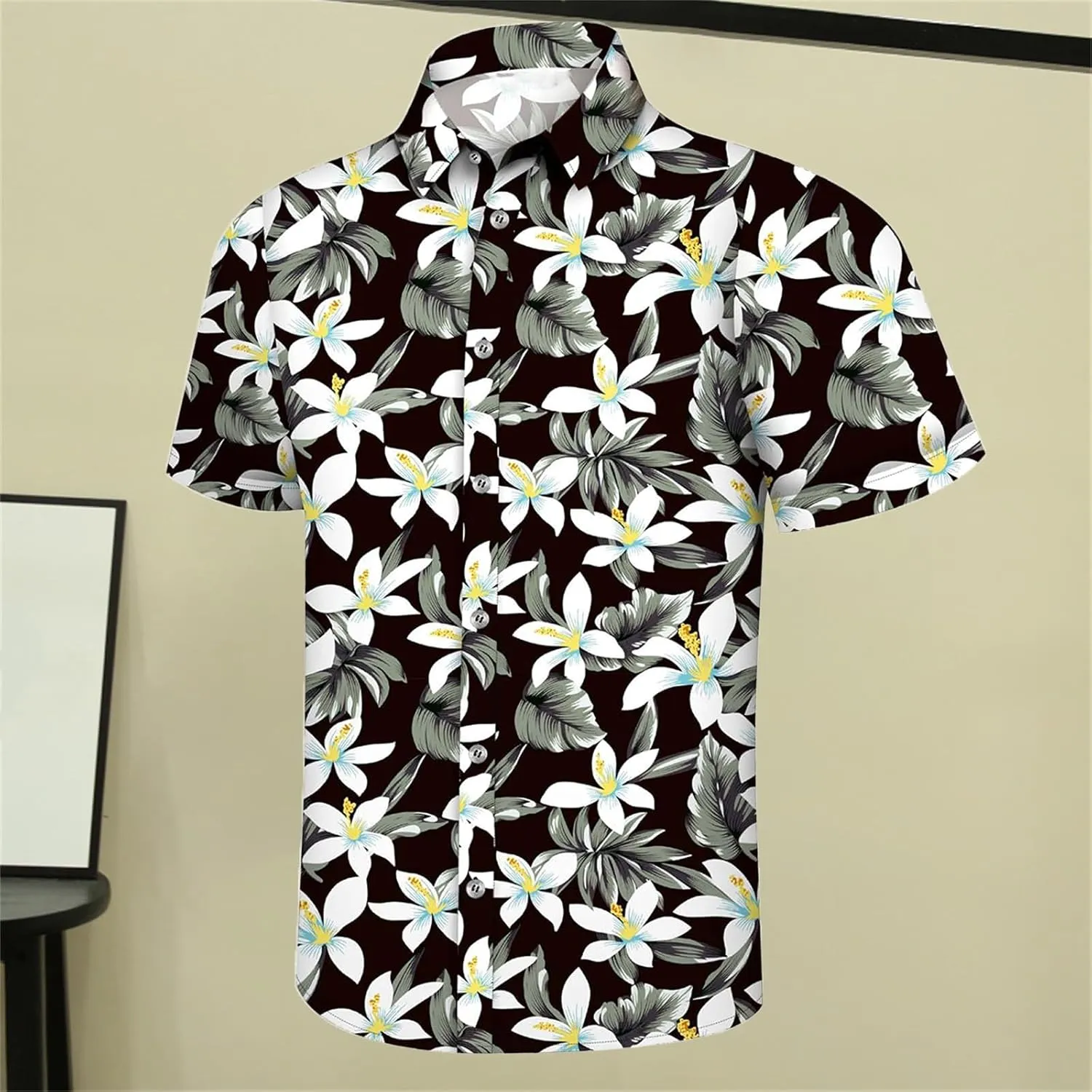 Hawaiian Shirt for Men Button Down Short Sleeve Summer Shirt Loose Fit Floral Printed Beach Travel Hiking Shirts