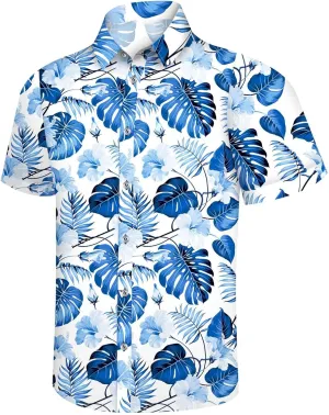 Hawaiian Shirt for Men Button Down Short Sleeve Summer Shirt Loose Fit Floral Printed Beach Travel Hiking Shirts