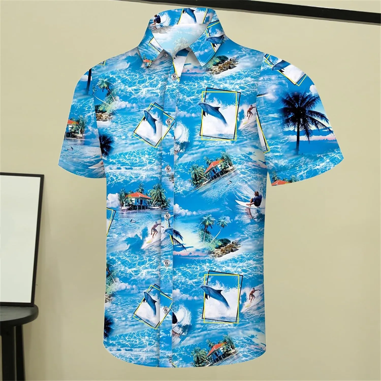 Hawaiian Shirt for Men Button Down Short Sleeve Summer Shirt Loose Fit Floral Printed Beach Travel Hiking Shirts
