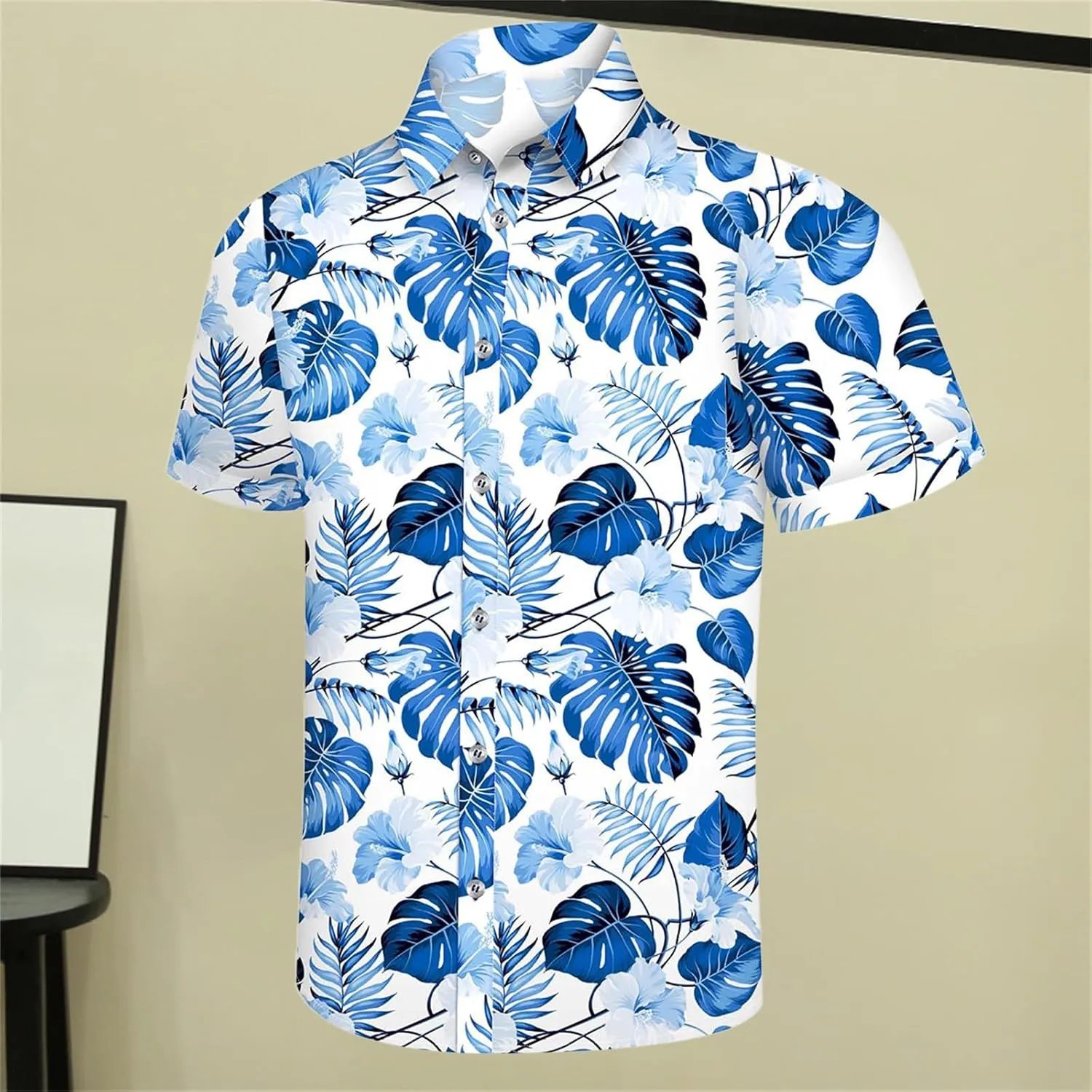 Hawaiian Shirt for Men Button Down Short Sleeve Summer Shirt Loose Fit Floral Printed Beach Travel Hiking Shirts