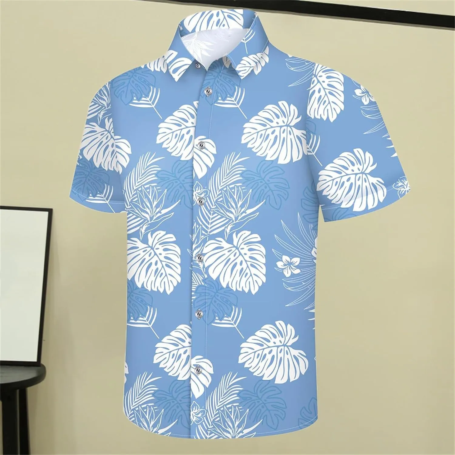 Hawaiian Shirt for Men Button Down Short Sleeve Summer Shirt Loose Fit Floral Printed Beach Travel Hiking Shirts