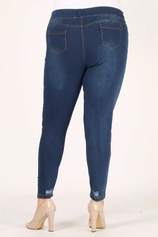 HI Curvy Plus Size Women High Waist Distressed Jeggings Pants
