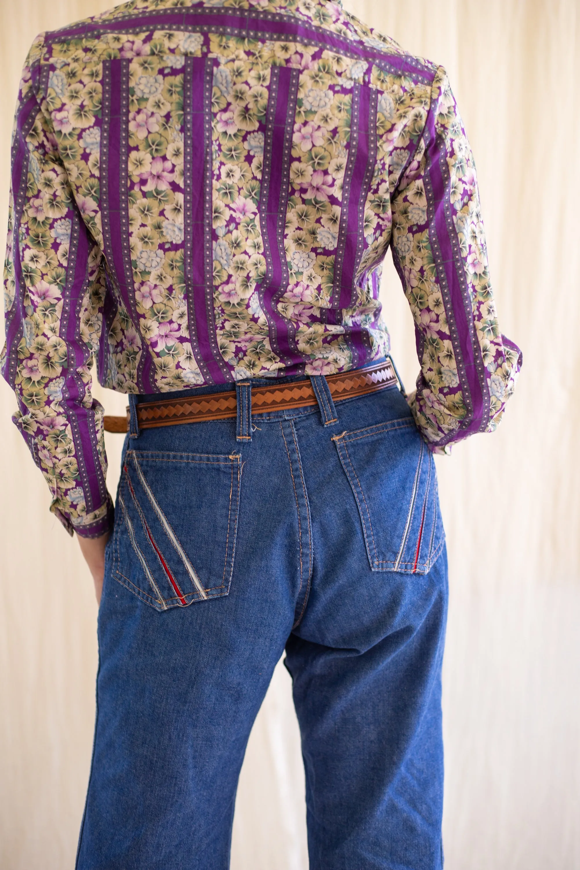 High waisted wide leg flare blue jeans