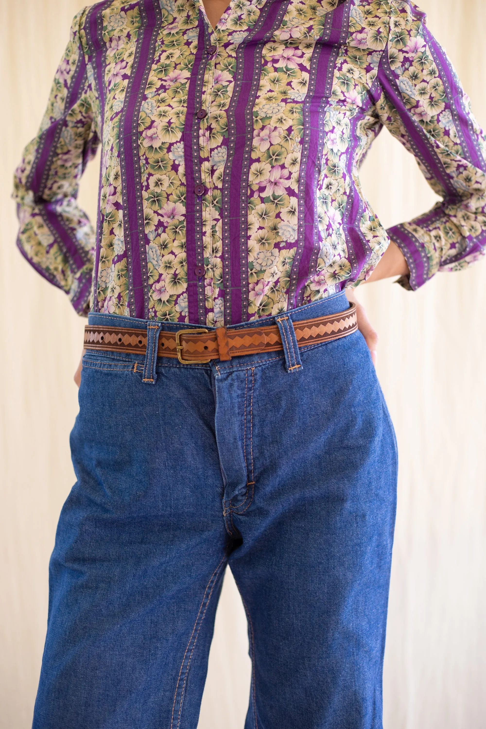 High waisted wide leg flare blue jeans