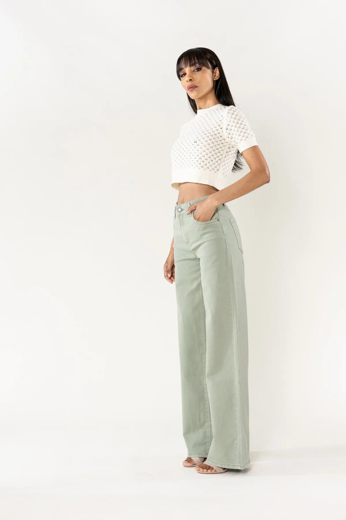 High-Waisted Wide Leg Jeans 70-Retro