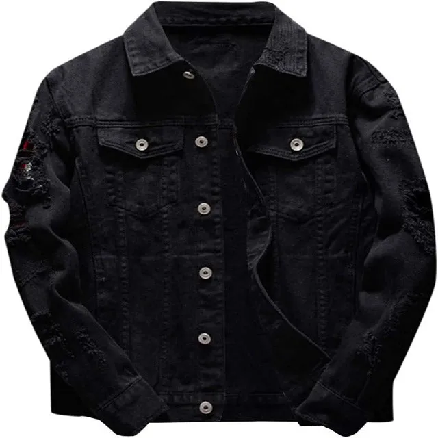 Hipster Style  Ripped Denim Jacket for Men