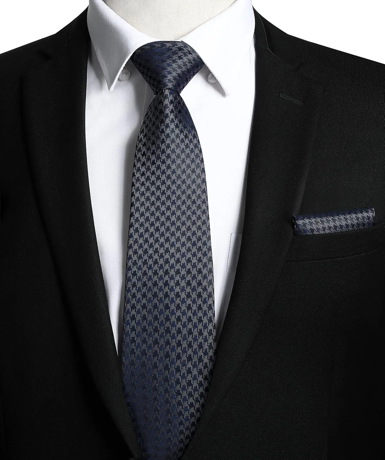 HISDERN Mens Ties Solid Color Tie and Pocket Square Set Classic Woven Formal Neckties & Handkerchief Wedding Party
