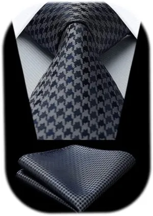 HISDERN Mens Ties Solid Color Tie and Pocket Square Set Classic Woven Formal Neckties & Handkerchief Wedding Party