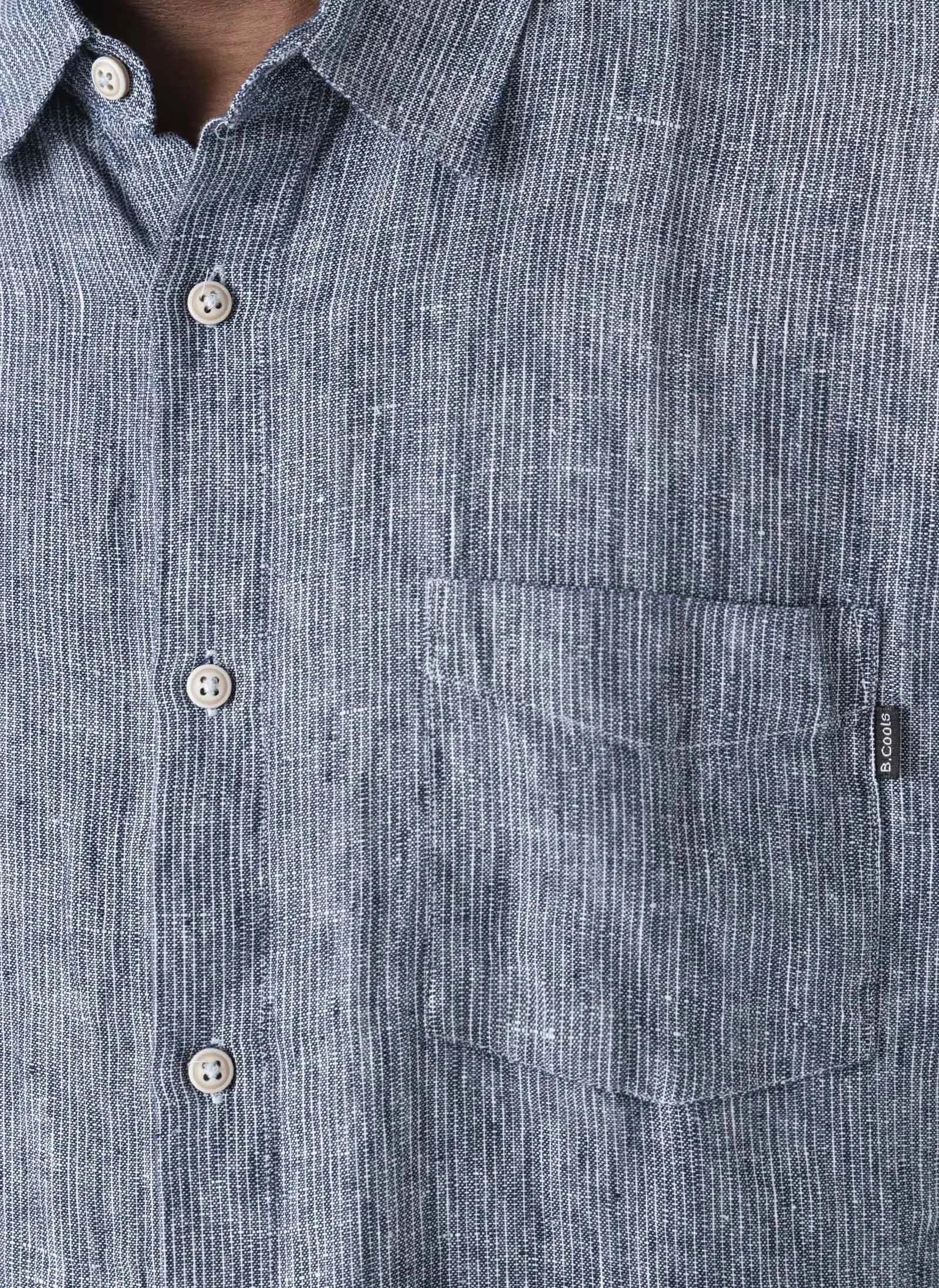 Holiday Linen Shirt Slate Stripe