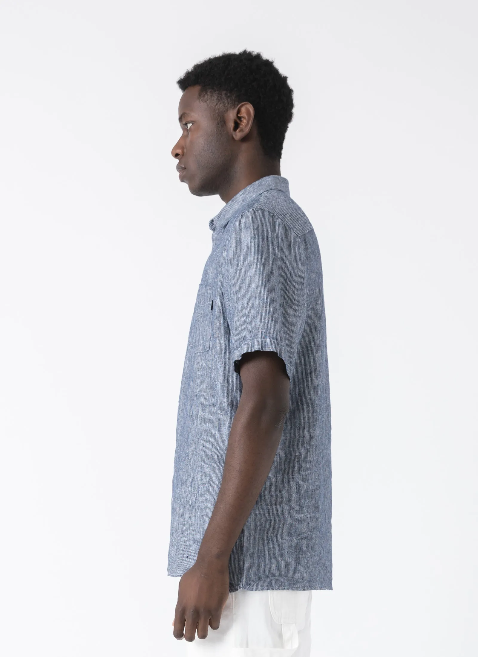 Holiday Linen Shirt Slate Stripe