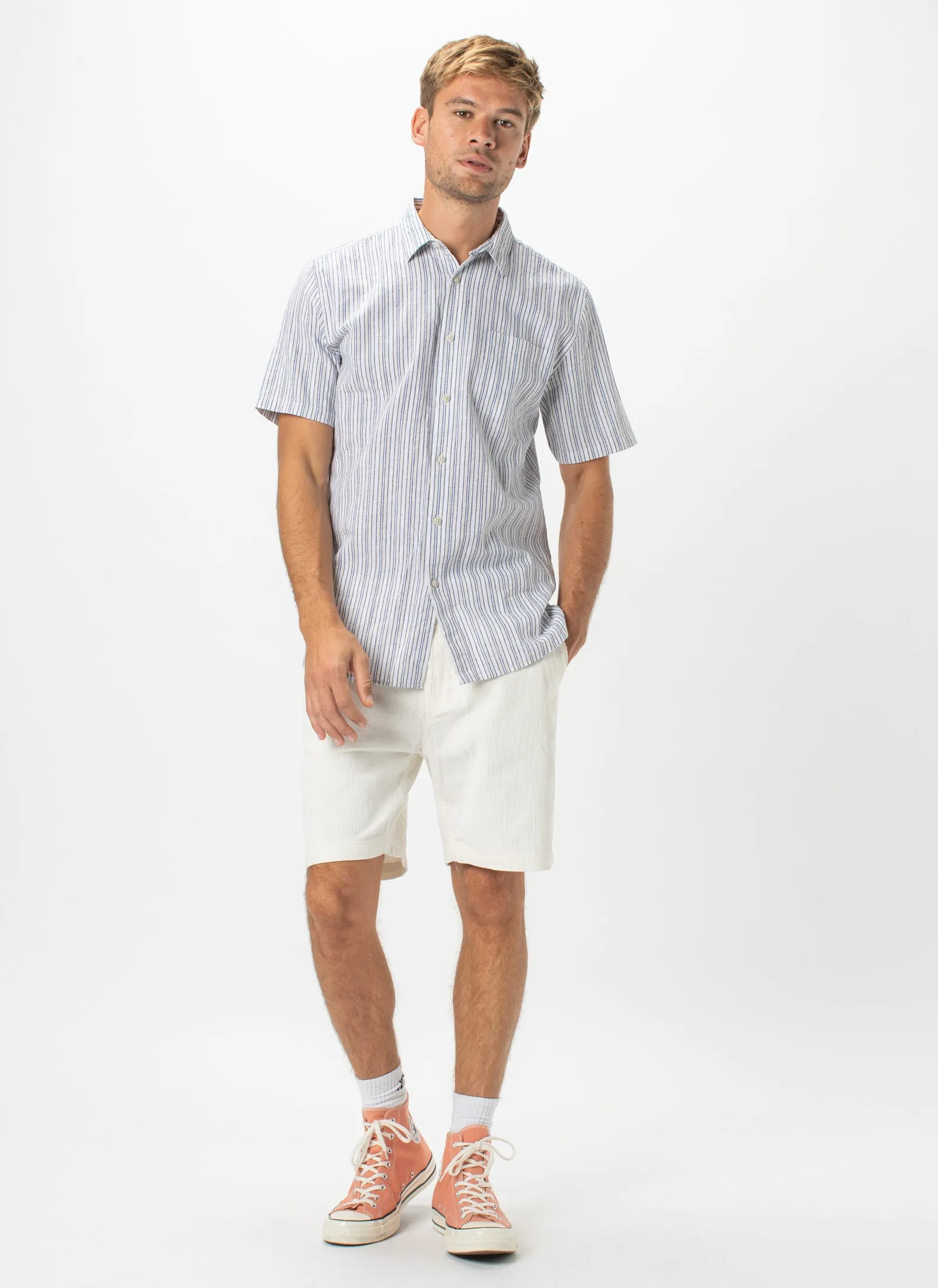 Holiday Short-Sleeve Shirt White Stripe - Sale