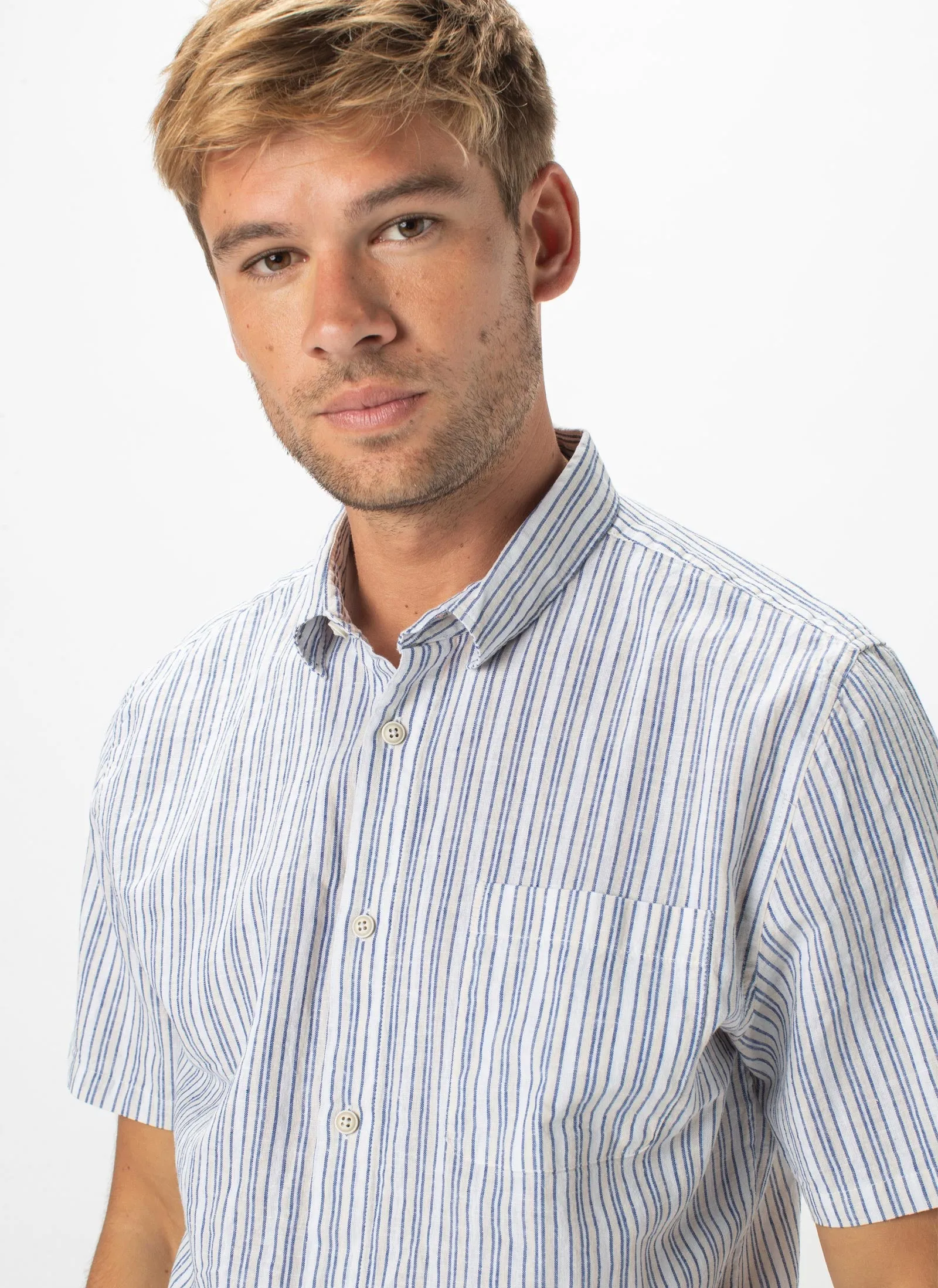 Holiday Short-Sleeve Shirt White Stripe - Sale