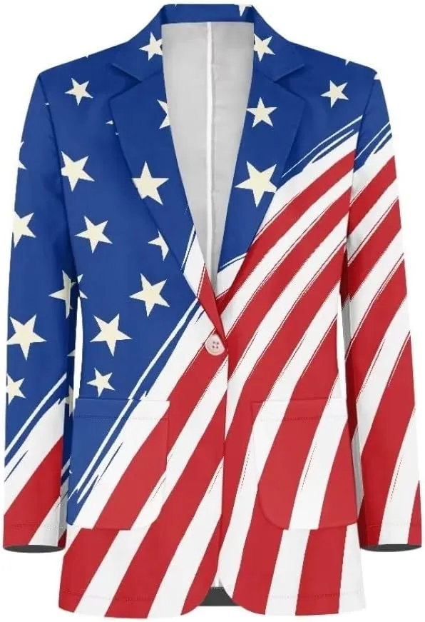 Horeset Camo American Flag Mens Blazer Novelty Slim Fit Casual Sports Coat Slim Fit Suit Jacket