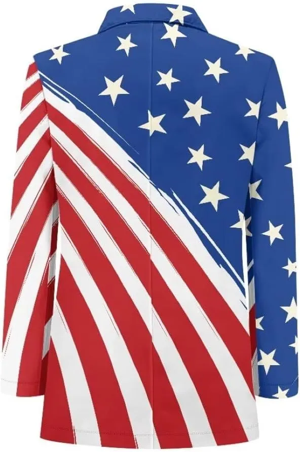 Horeset Camo American Flag Mens Blazer Novelty Slim Fit Casual Sports Coat Slim Fit Suit Jacket