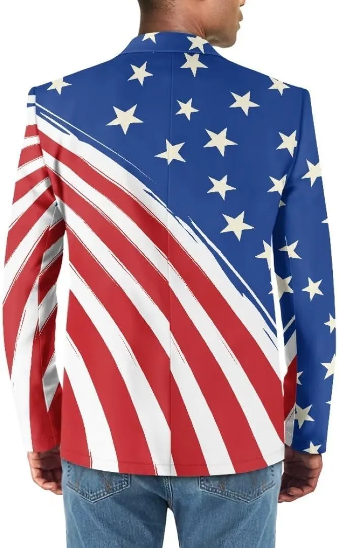 Horeset Camo American Flag Mens Blazer Novelty Slim Fit Casual Sports Coat Slim Fit Suit Jacket