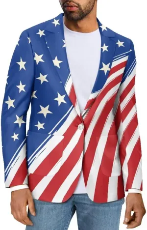 Horeset Camo American Flag Mens Blazer Novelty Slim Fit Casual Sports Coat Slim Fit Suit Jacket