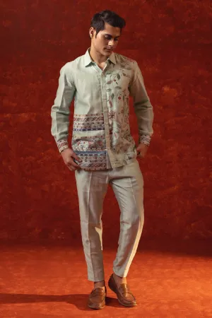 Ice Blue Printed Shirt & Pants