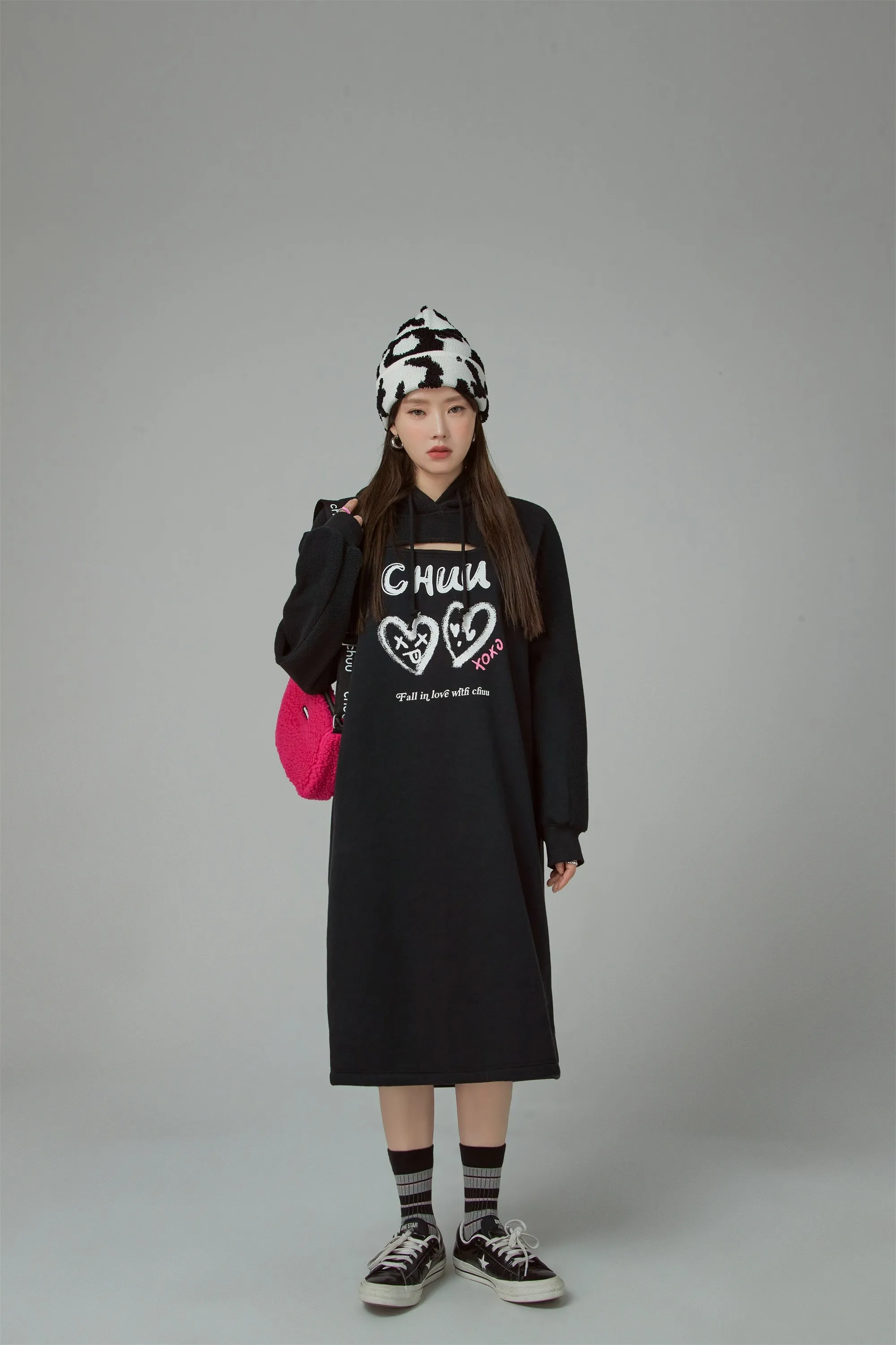 It Is You Or Me Loose Fit Hooded Dress