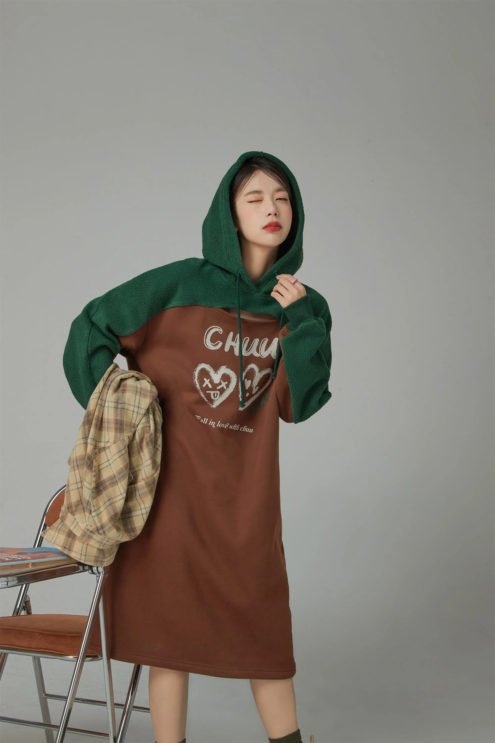 It Is You Or Me Loose Fit Hooded Dress