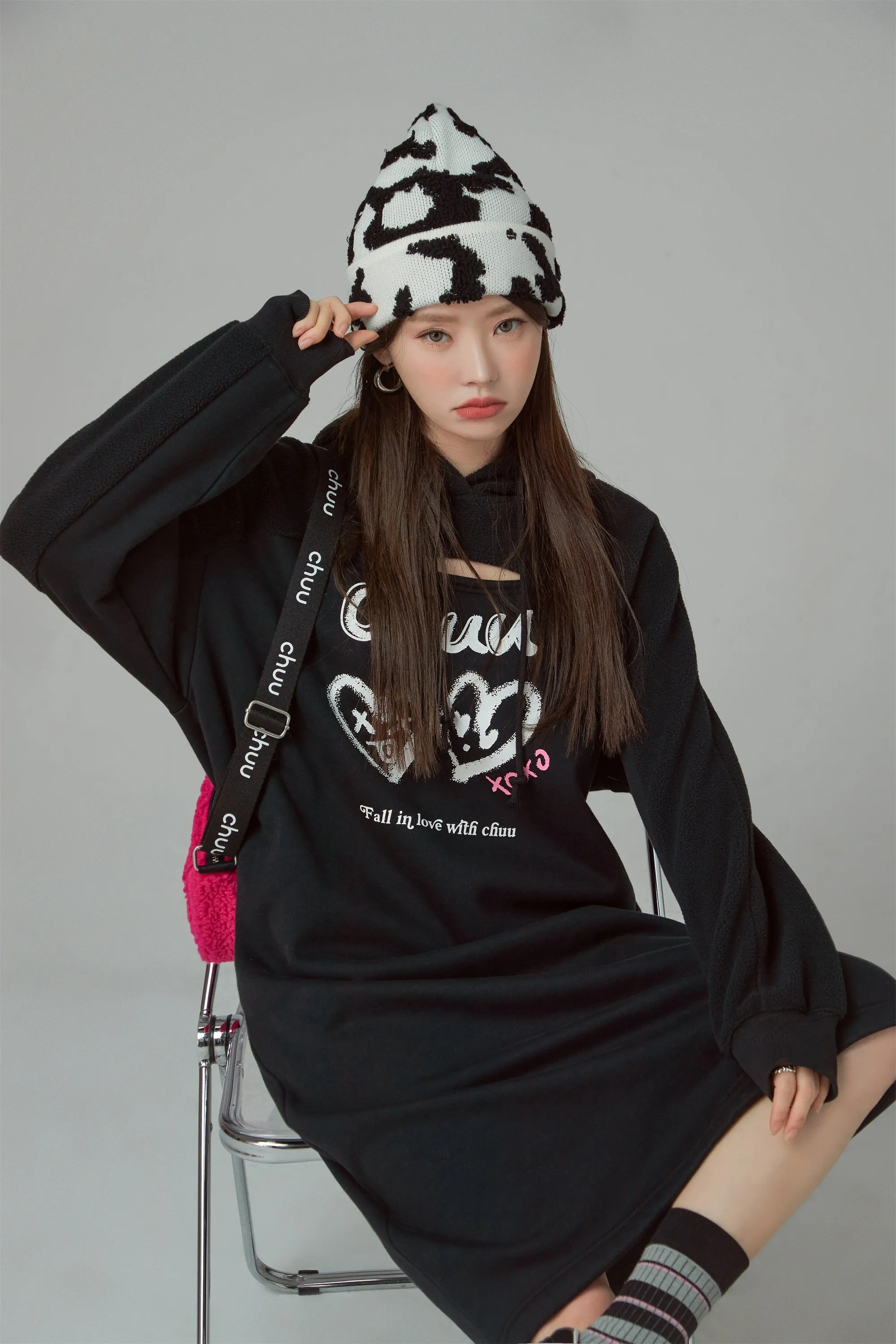 It Is You Or Me Loose Fit Hooded Dress