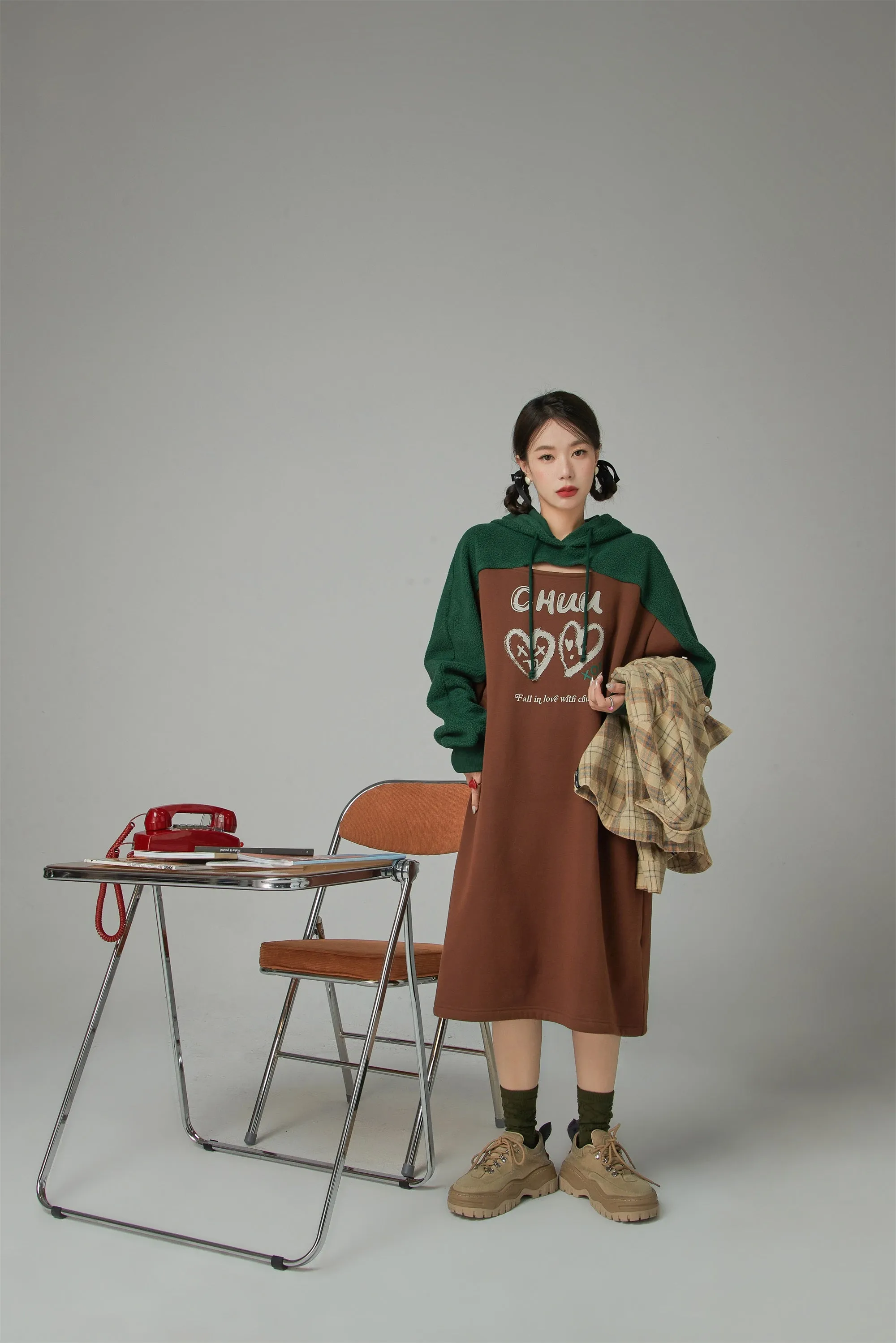 It Is You Or Me Loose Fit Hooded Dress