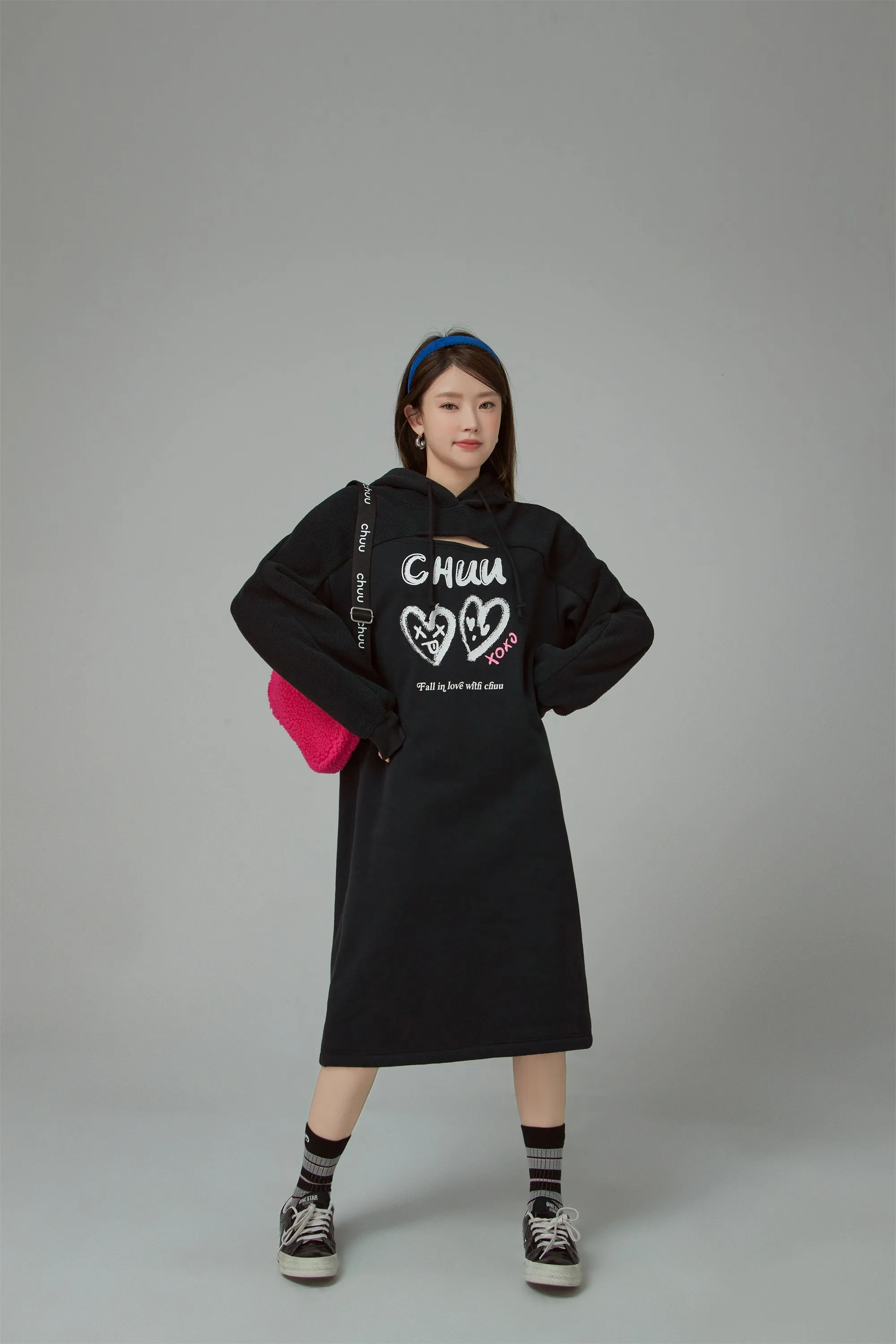 It Is You Or Me Loose Fit Hooded Dress