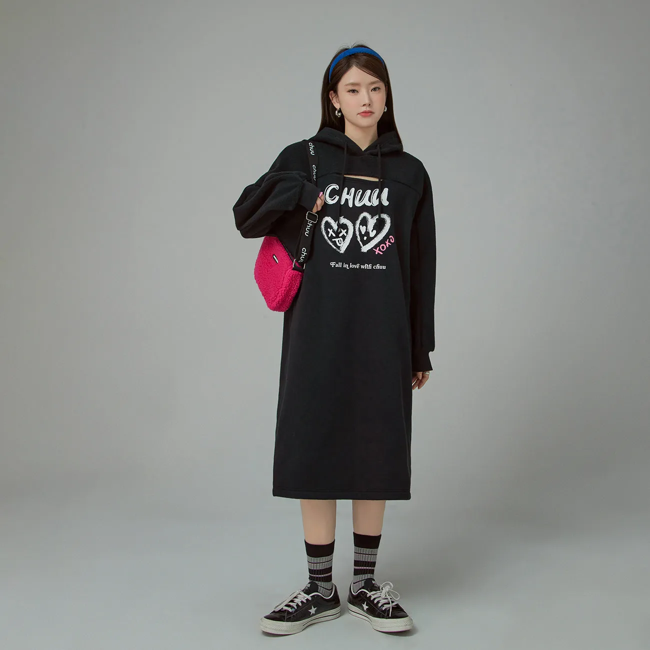 It Is You Or Me Loose Fit Hooded Dress